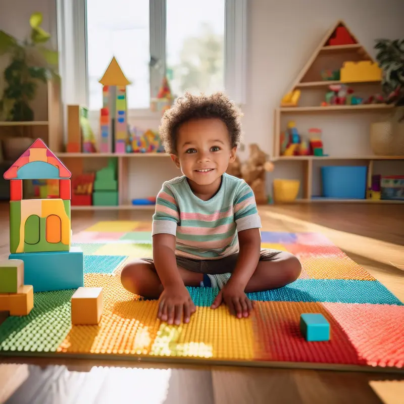 Illustration des meilleurs jouets éducatifs pour stimuler votre enfant, encourageant l’éveil sensoriel et l’apprentissage par le jeu.