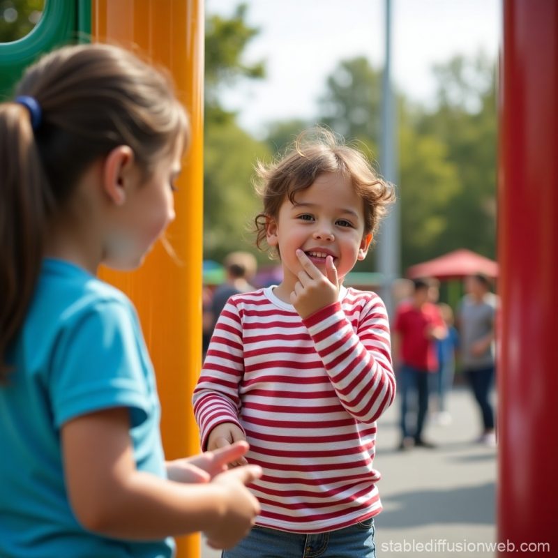 des enfants jouant ensemble dans un environnement inclusif, symbolisant l'acceptation des différences
