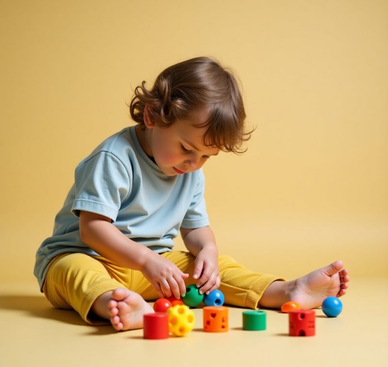 un enfant jouant avec des jouets sensoriels
