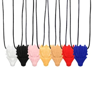 Collection 7 couleurs colliers à mâcher dragon sensoriels enfants 3-12 ans