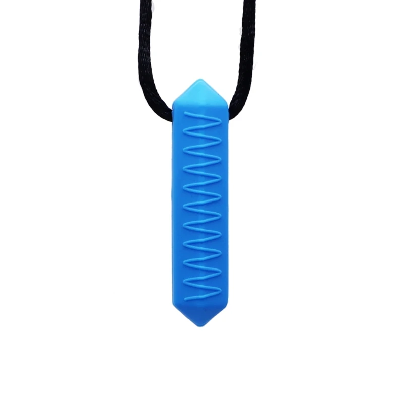 Bâton à mâcher anti-stress en silicone médical bleu pour stimulation orale et sensorielle