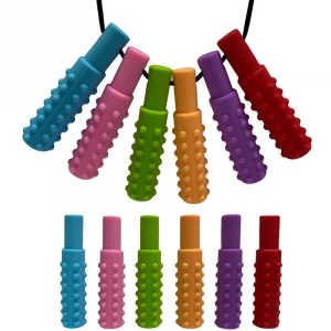 Pendentif à mâcher rouge anti-stress avec cordon ajustable pour thérapie orale