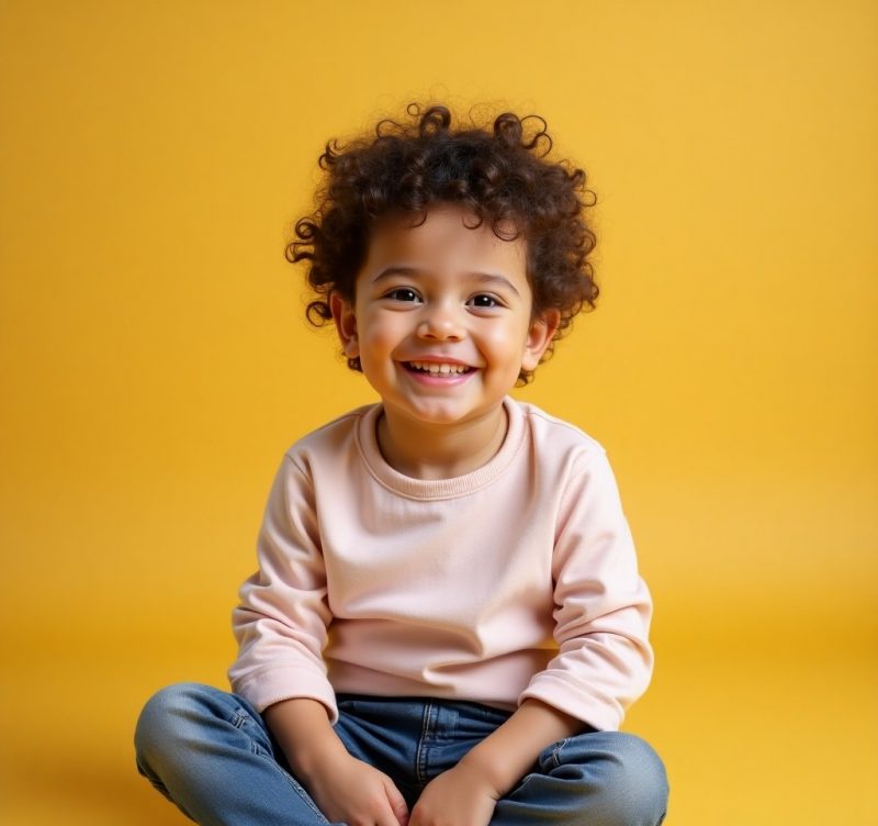 un enfant assis souriant 1