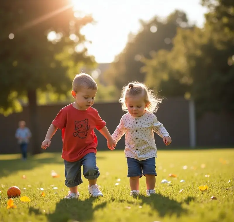 Deux enfants jouent ensemble autour d'une activité sensorielle partagée, adaptée à un enfant à besoins spécifiques