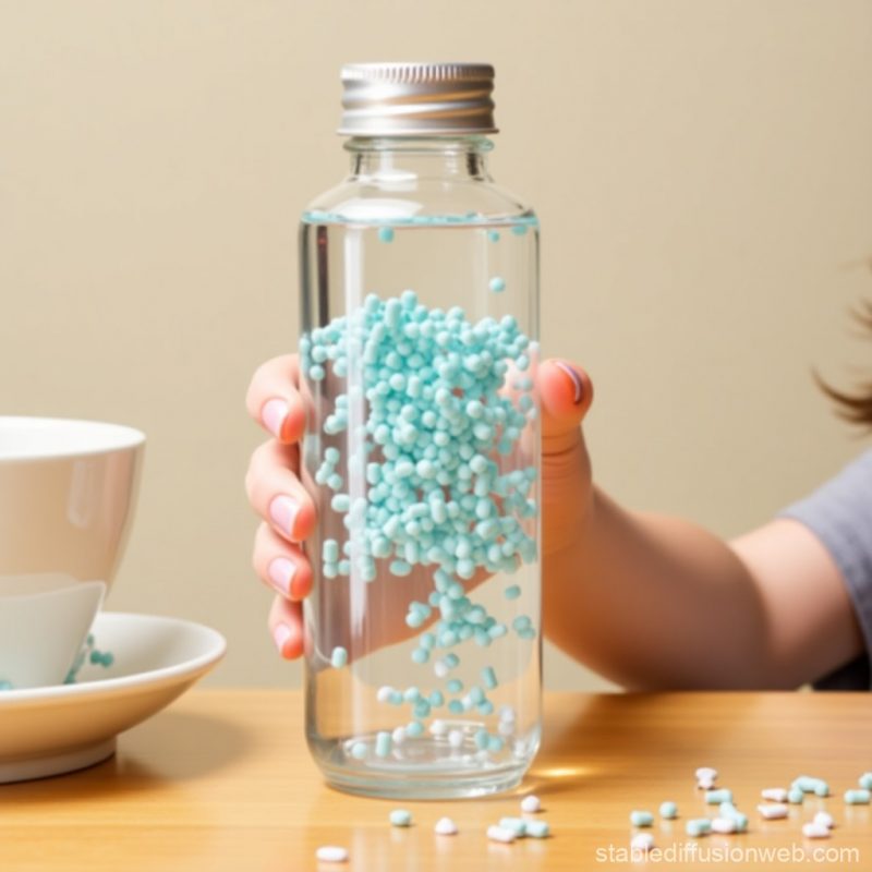 Illustration détaillée d'une bouteille sensorielle DIY avec instructions de fabrication, alternative économique aux fidget toys pour enfants avec besoins spécifiques
