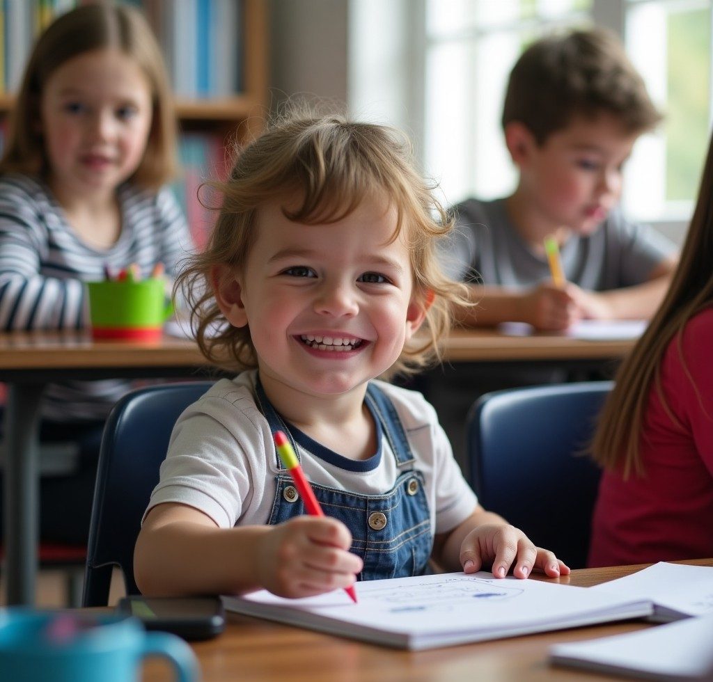 Maman Aurélie LeoBelo expliquant à son fils Lucas (8 ans, TDAH) comment utiliser discrètement son collier à mâcher sensoriel en classe pour améliorer sa concentration - Guide pratique objets anti-stress école 2025