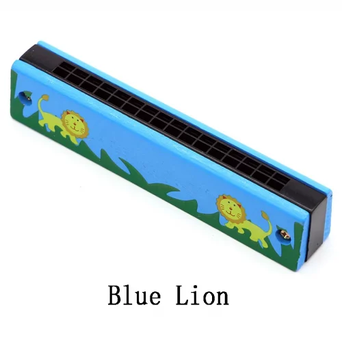 Harmonica bois bleu avec motifs panda colorés jouet musical enfant 3 ans