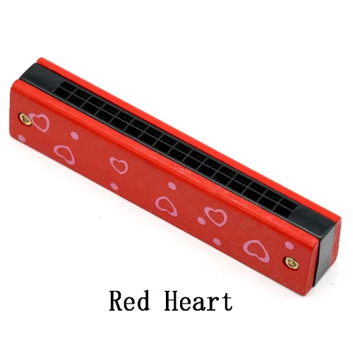 Harmonica bois rouge avec motifs panda colorés jouet musical enfant 3 ans