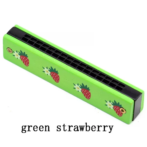 Harmonica bois vert avec motifs panda colorés jouet musical enfant 3 ans