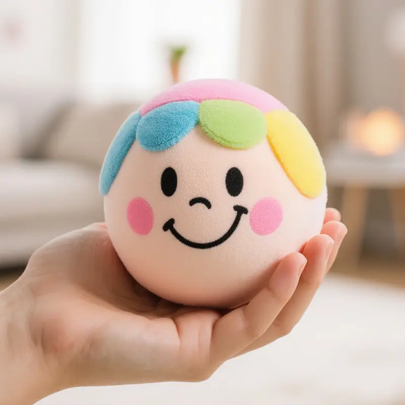 Enfant tenant une balle anti-stress colorée et souriante, symbole de détente et concentration pour enfants avec TDAH ou besoin de stimulation sensorielle.
