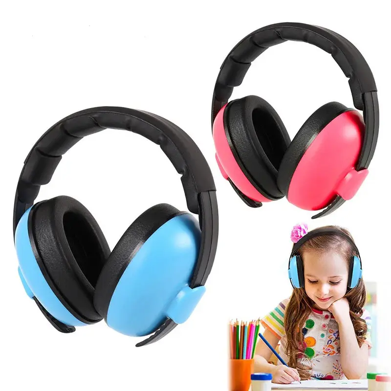 Casque anti-bruit léger pour enfant, rose et bleu, arceau réglable