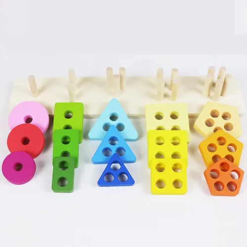 Jeu d'empilage Montessori complet toutes pièces bois naturel jouet éducatif développement cognitif