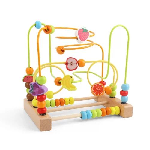 Jouet Montessori Éducatif 3 en 1 - Labyrinthe de Perles et Boulier en Bois pour Enfants 1-3 ans – Image 5