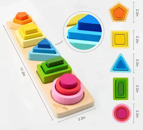 Apprentissage des couleurs et formes géométriques avec jouet Montessori en bois éducatif