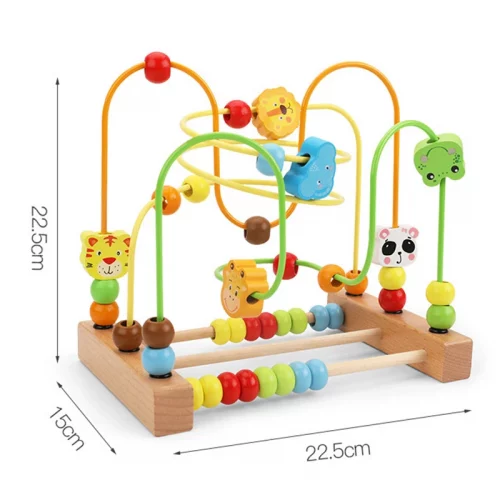 Jouet Montessori Éducatif 3 en 1 - Labyrinthe de Perles et Boulier en Bois pour Enfants 1-3 ans – Image 4
