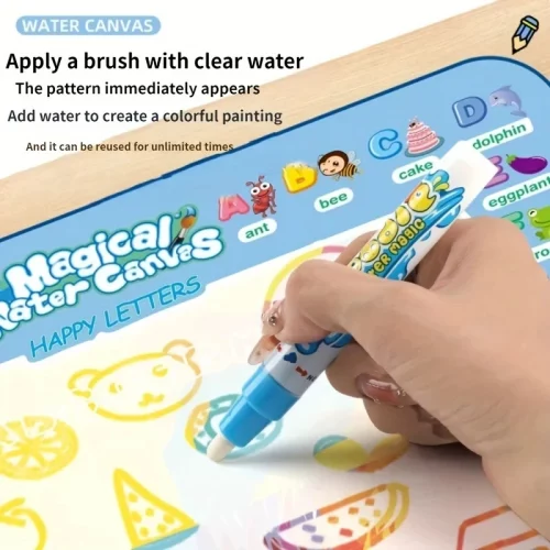 Tapis de Gribouillage à l'Eau Magique 100x80cm - Tapis de Coloriage Réutilisable avec Stylos pour Enfants 2-7 ans – Image 2