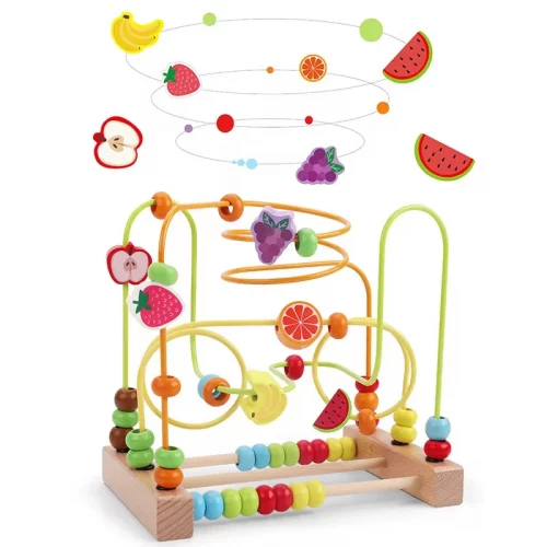Jouet Montessori Éducatif 3 en 1 - Labyrinthe de Perles et Boulier en Bois pour Enfants 1-3 ans – Image 6