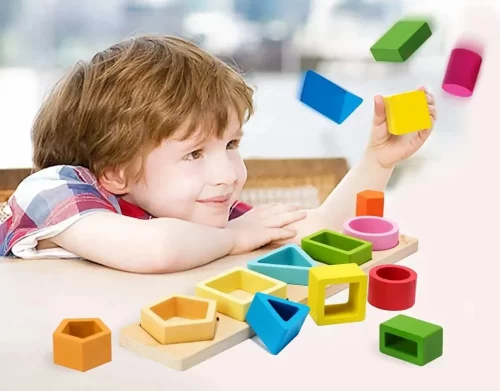 Base en bois massif naturel pour jeu d'empilage Montessori sécurisé enfants 1-3 ans