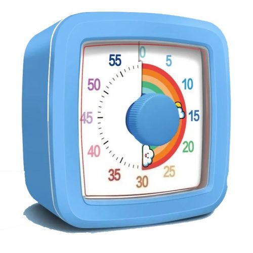 Affichage coloré minuteur visuel montrant temps restant avec disque arc-en-ciel