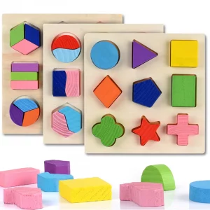 formes géométriques colorées puzzle montessori triangle carré cercle losange bois
