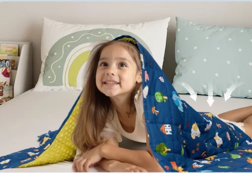 Enfant paisible dormant sous couverture lestée apaisante 2.3kg pour TSA TDAH sommeil thérapeutique