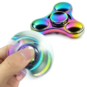 Fidget spinner métal alliage chromé arc-en-ciel en rotation silencieux concentration bureau TDAH – LeoBelo