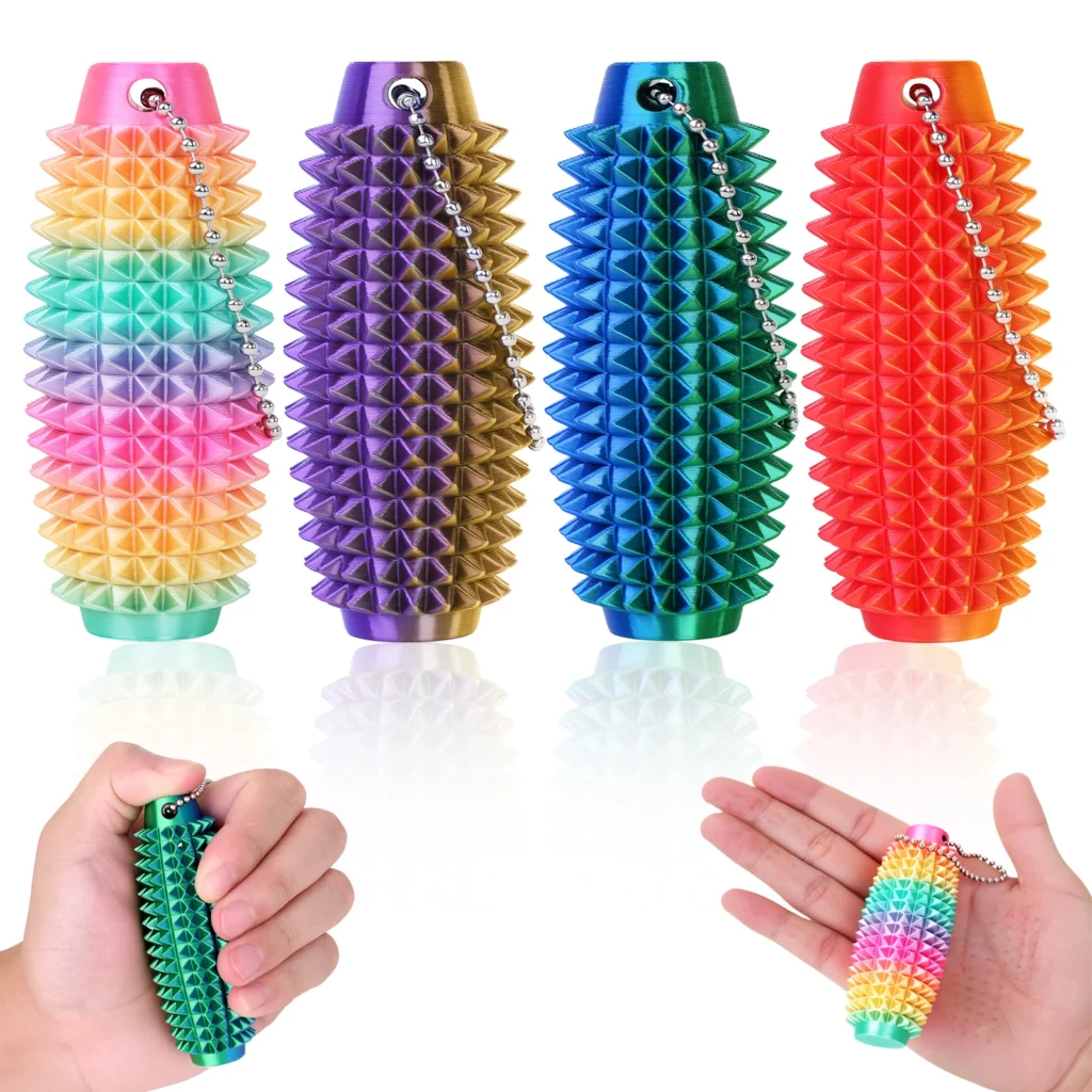 Dimensions fidget porte-clés à picots — 8 × 3,5 cm