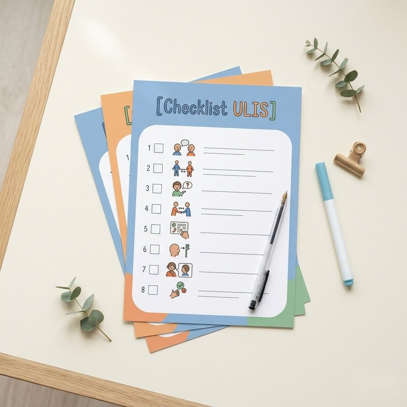 Checklist Orientation ULIS à imprimer : étapes du dossier MDPH avec cases à cocher et pictogrammes.