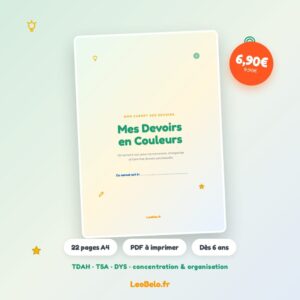 Mes Devoirs en Couleurs — Carnet de concentration & organisation à imprimer (TDAH, TSA, DYS)