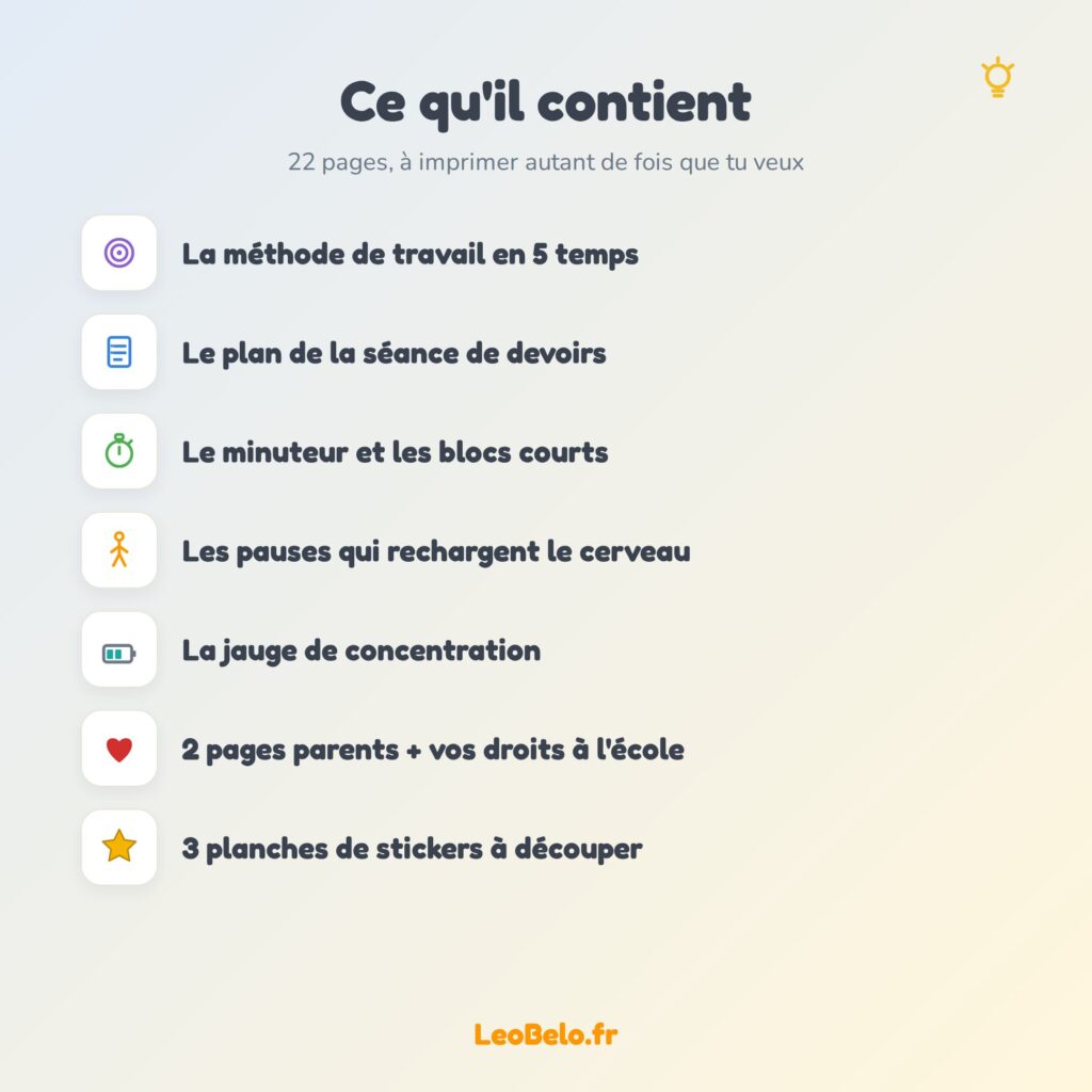 Mes Devoirs en Couleurs — Carnet de concentration & organisation à imprimer (TDAH, TSA, DYS) – Image 4