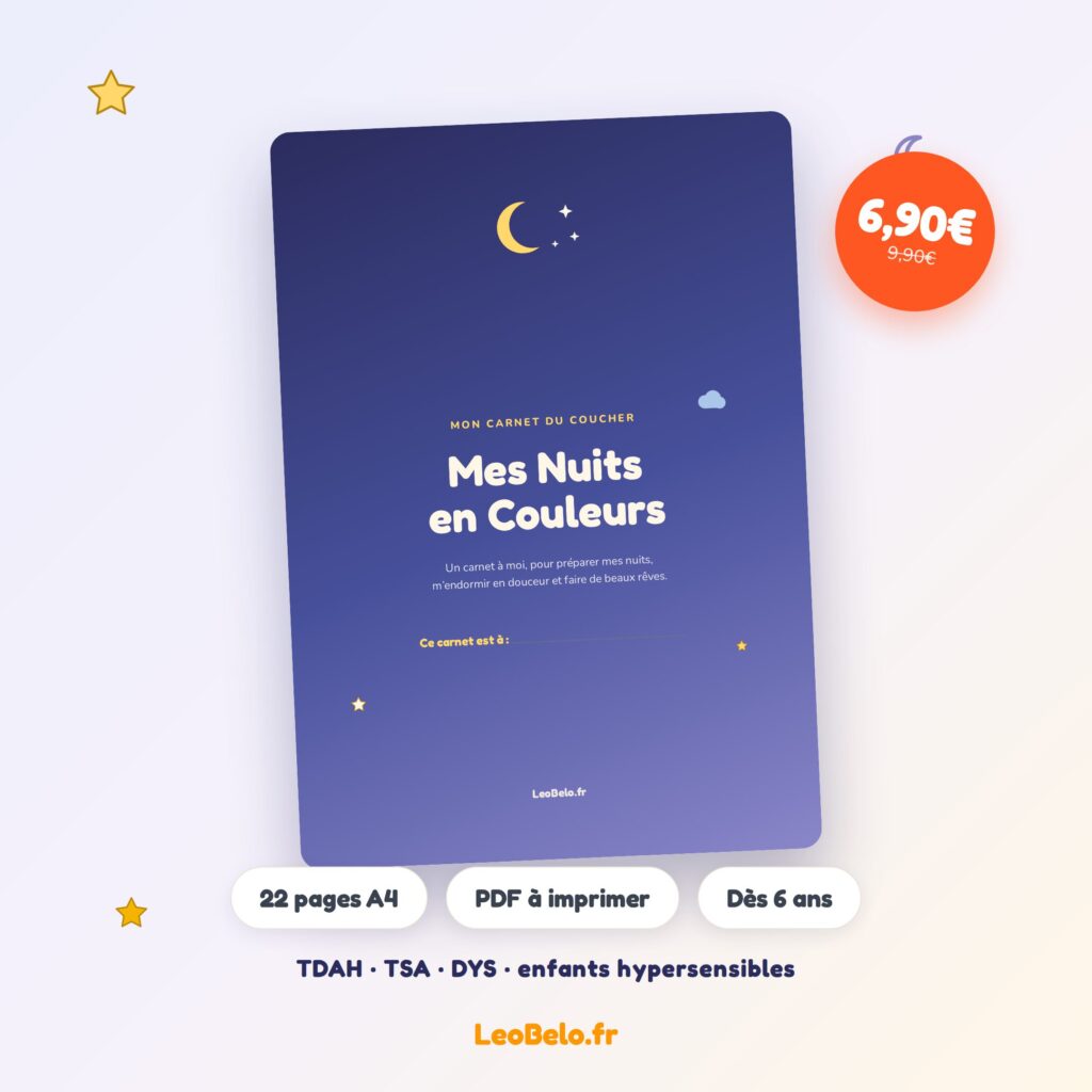 Mes Nuits en Couleurs — Carnet du coucher et du sommeil à imprimer (TDAH, TSA, DYS)