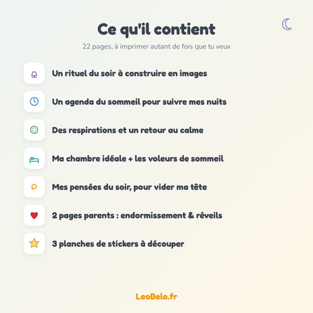 Mes Nuits en Couleurs — Carnet du coucher et du sommeil à imprimer (TDAH, TSA, DYS) – Image 4