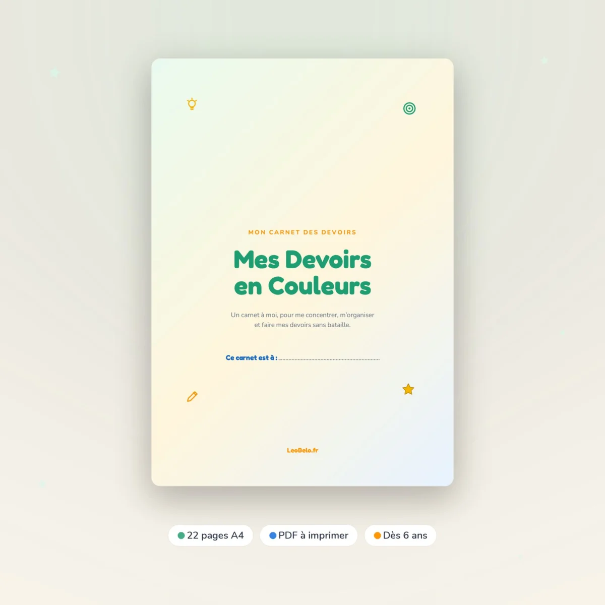 Mes Devoirs en Couleurs — Carnet de concentration & organisation à imprimer (TDAH, TSA, DYS)