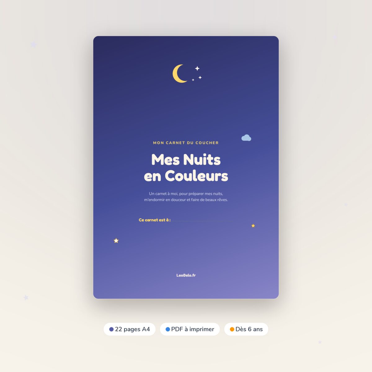 Mes Nuits en Couleurs — Carnet du coucher et du sommeil à imprimer (TDAH, TSA, DYS)