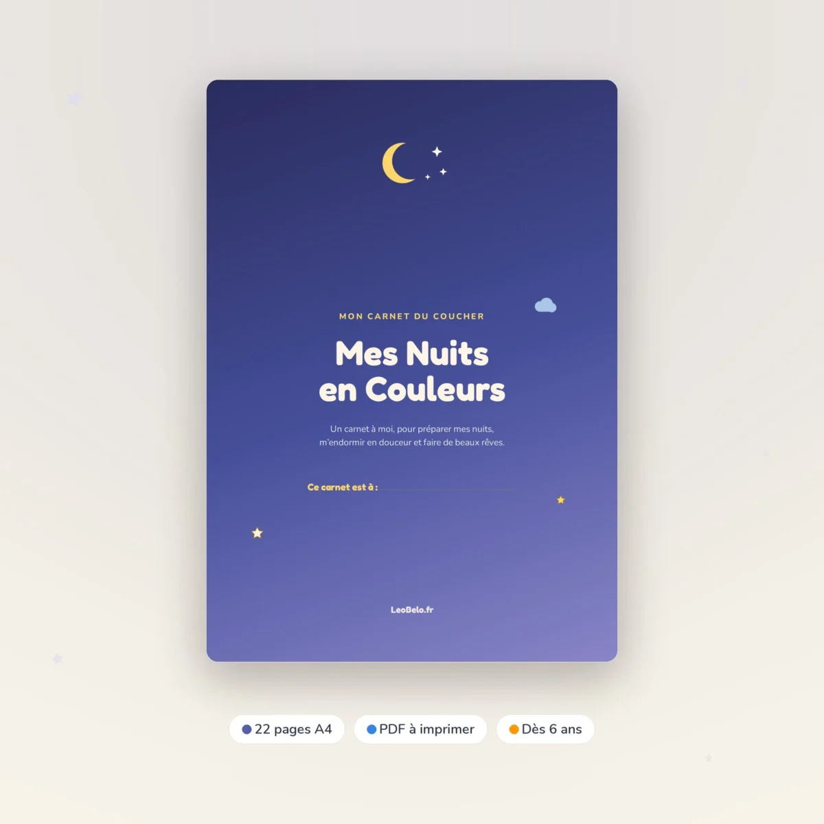 Mes Nuits en Couleurs — Carnet du coucher et du sommeil à imprimer (TDAH, TSA, DYS)