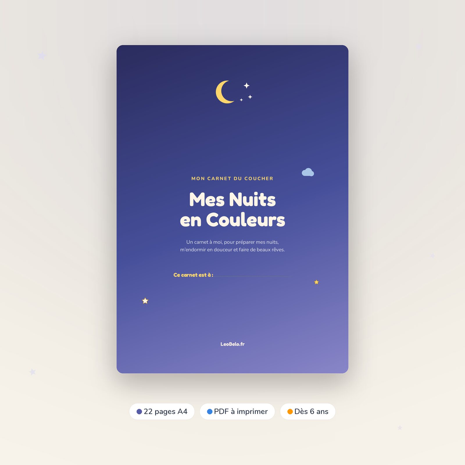 Mes Nuits en Couleurs — Carnet du coucher et du sommeil à imprimer (TDAH, TSA, DYS)