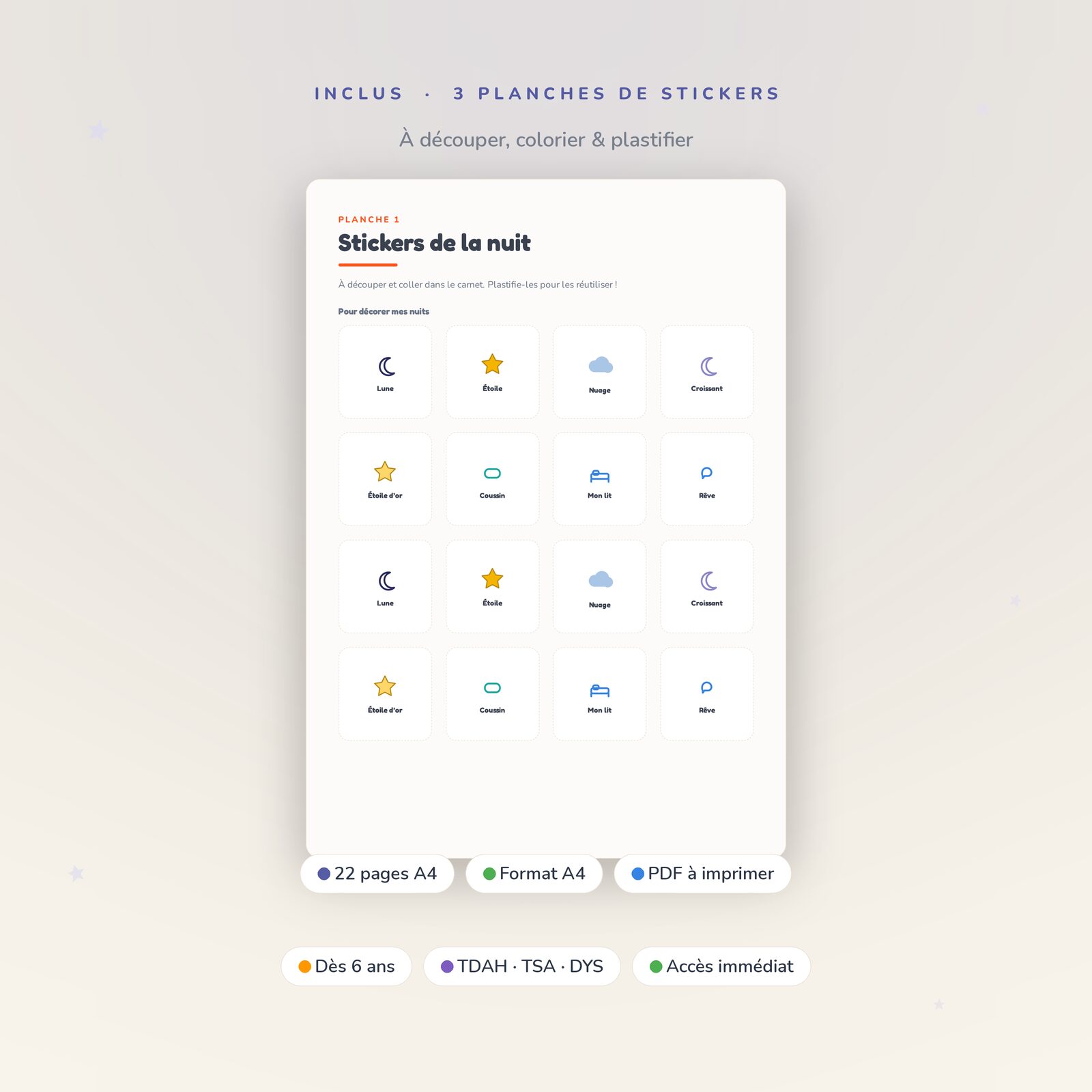 Mes Nuits en Couleurs — Carnet du coucher et du sommeil à imprimer (TDAH, TSA, DYS) – Image 2
