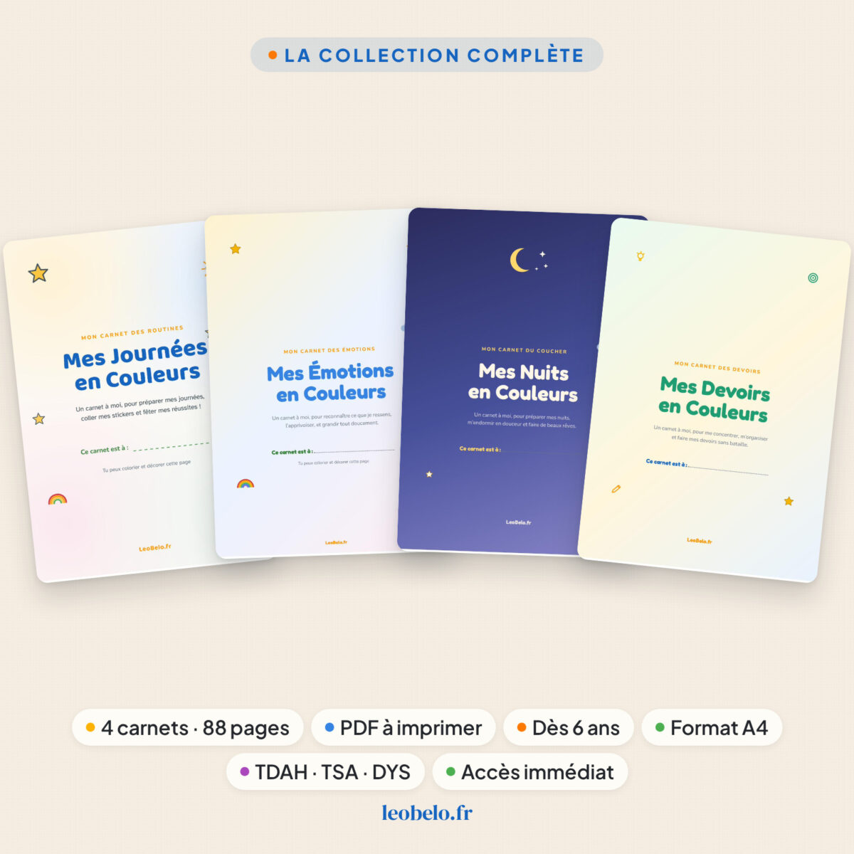 Collection 4 carnets PDF TDAH TSA à imprimer | LeoBelo