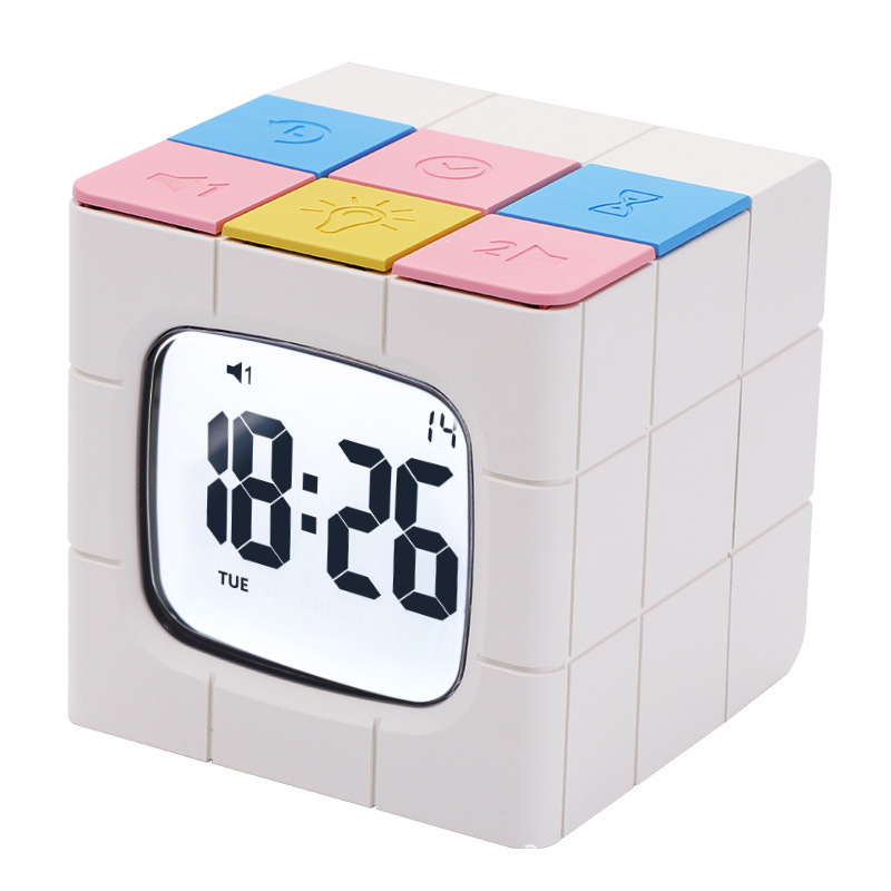Réveil cube à minuteur et veilleuse — sans tic-tac