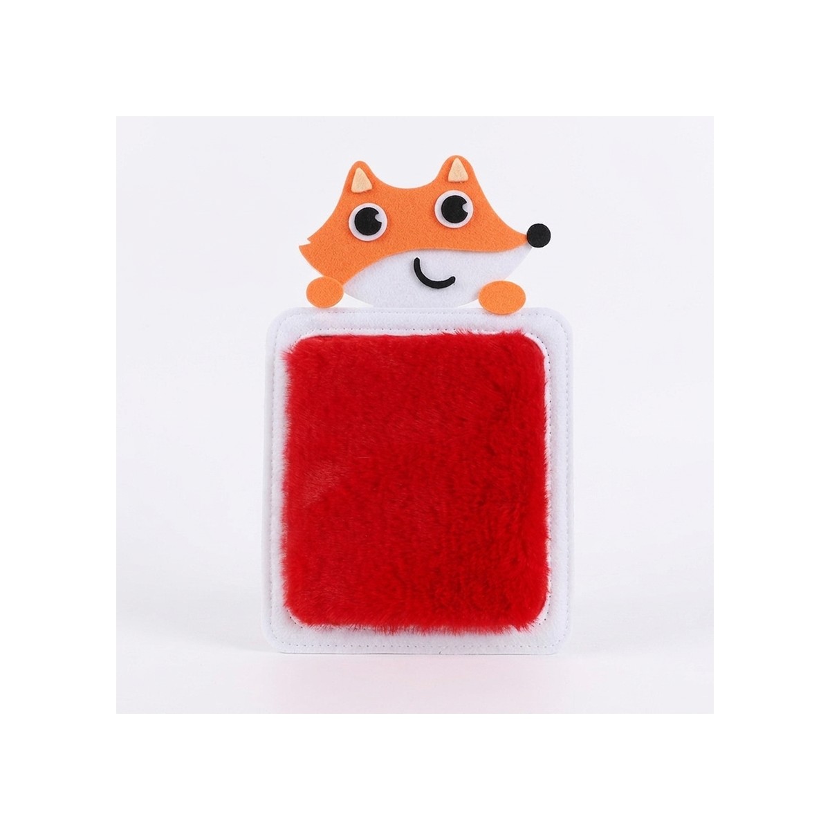 Plaque tactile renard garnie d'une fourrure rouge