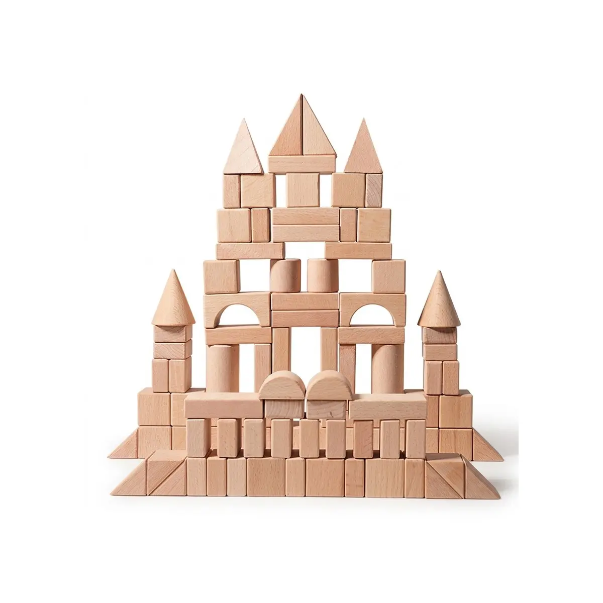 Château en blocs de hêtre non peint, vue de face