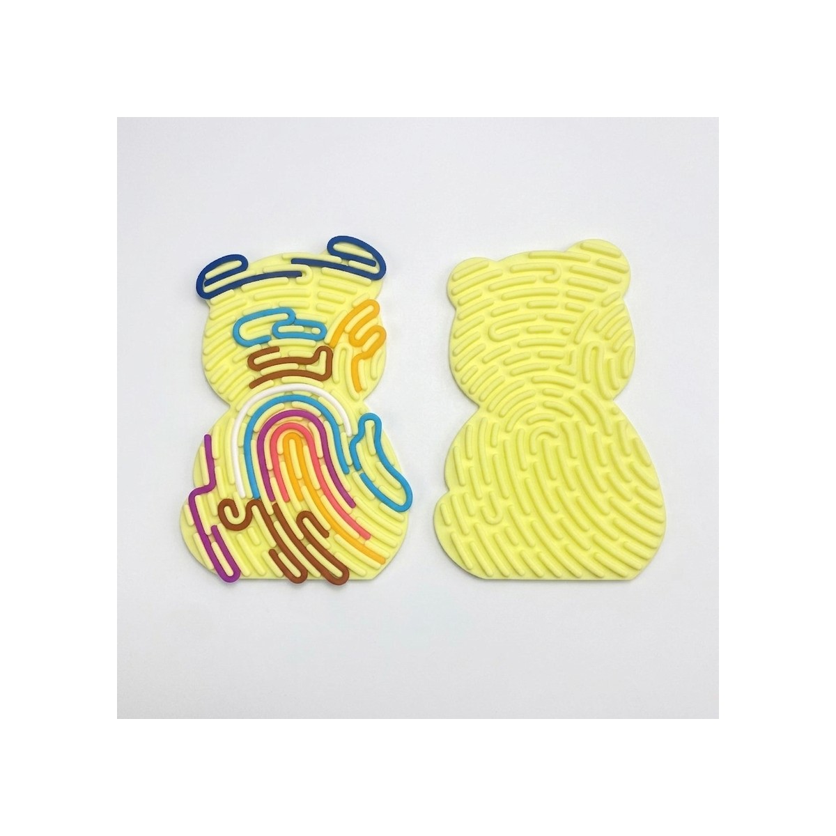 Plaque d'activités silicone dinosaure avec sillons colorés