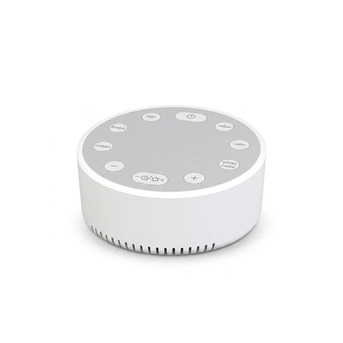 Appareil à bruit blanc posé sur une table de nuit