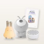 Kit Nuit étoilée : veilleuse lapin, projecteur d'étoiles, bruit blanc et carnet du coucher